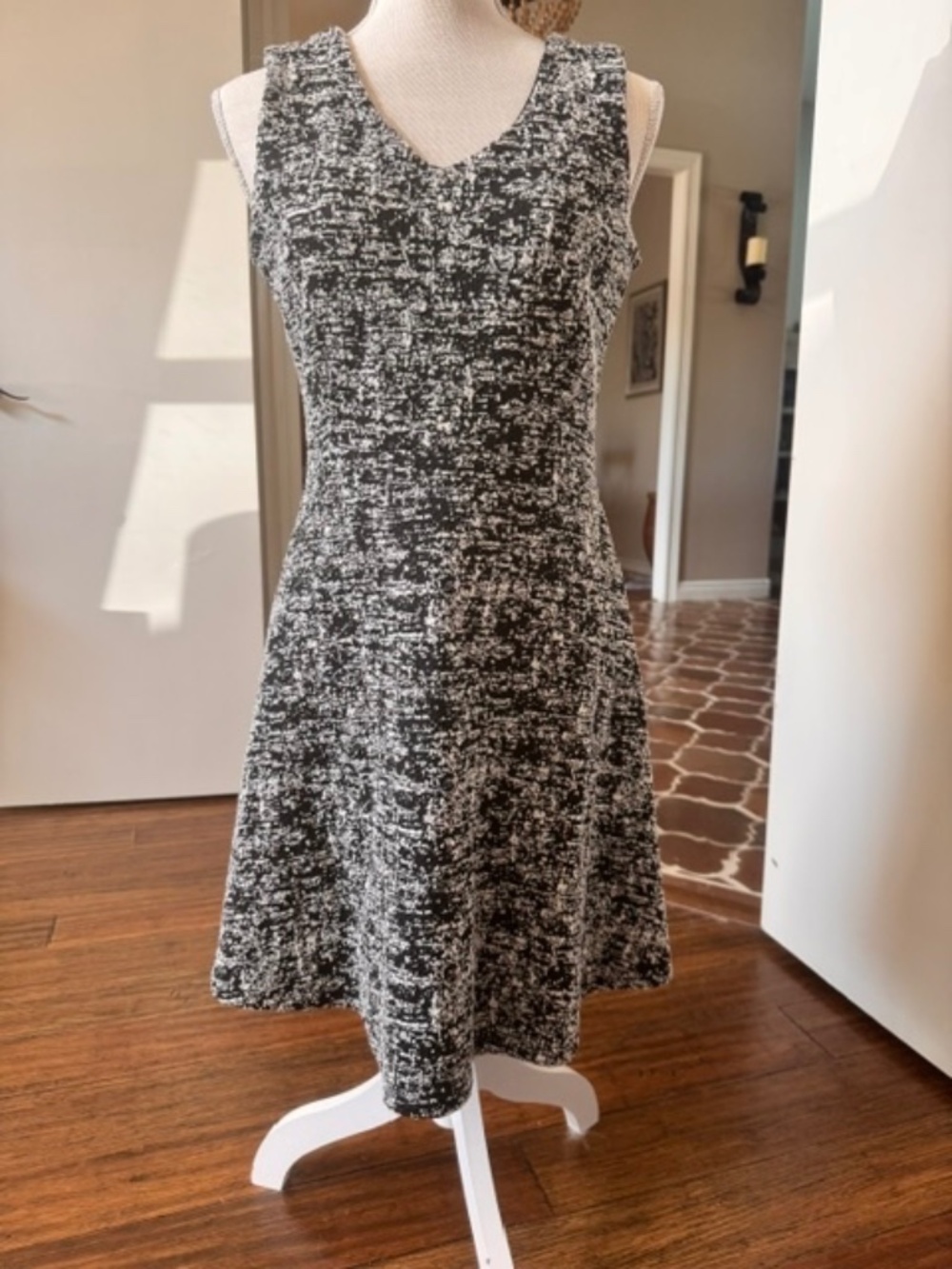 Dalia Black and White Textured A-Line Dress - Size 4 NWOT